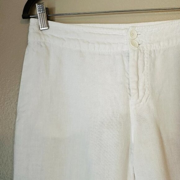 Eileen Fisher White Linen Lightweight Coastal Vacation Beach Small Ankle Pants - Picture 2 of 6